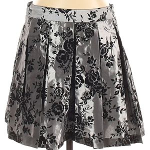 Joe Benbasset Pleated Skirt, Silver with Black Velveteen Roses.